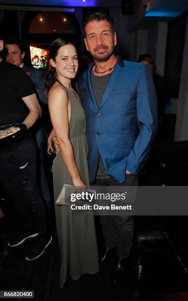 Guest and Nick Knowles attend the UK Premiere after party for "Rise of the Footsoldier 3: The Pat Tate Story" at Ruby Blue on October 26, 2017 in...