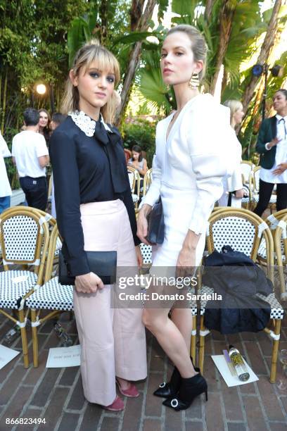 Natalia Dyer and Sylvia Hoeks attend CFDA/Vogue Fashion Fund Show and Tea at Chateau Marmont at Chateau Marmont on October 25, 2017 in Los Angeles,...