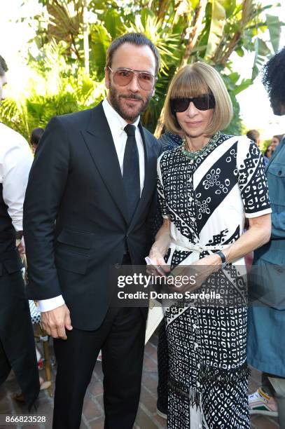 Tom Ford and Anna Wintour attend CFDA/Vogue Fashion Fund Show and Tea at Chateau Marmont at Chateau Marmont on October 25, 2017 in Los Angeles,...