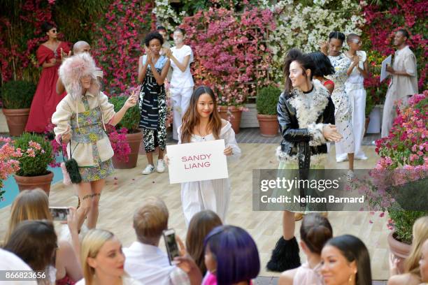 Designer Sandy Liang at CFDA/Vogue Fashion Fund Show and Tea at Chateau Marmont at Chateau Marmont on October 25, 2017 in Los Angeles, California.