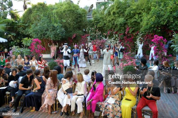 Guests attend CFDA/Vogue Fashion Fund Show and Tea at Chateau Marmont at Chateau Marmont on October 25, 2017 in Los Angeles, California.