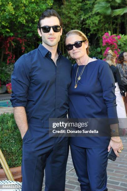 Ethan Peck and Lisa Love attend CFDA/Vogue Fashion Fund Show and Tea at Chateau Marmont at Chateau Marmont on October 25, 2017 in Los Angeles,...