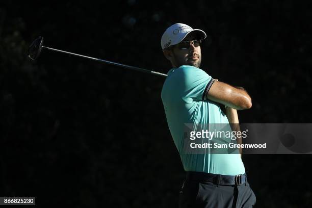 Cameron Tringale plays his shot from the 17th tee during the First Round of the Sanderson Farms Championship at the Country Club of Jackson on...