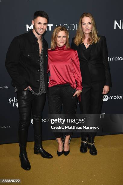 Baptiste Giabiconi, CEO McFIT Models Anja Tillack and model Tatjana Patitz attend the New Body Award By McFit Models on October 26, 2017 in Berlin,...