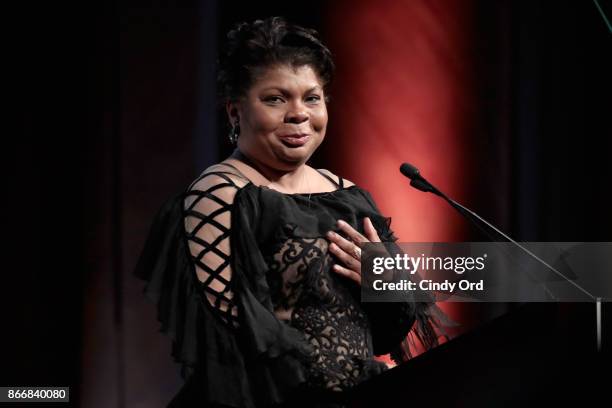 Journalist April Ryan accepts the WMC She Persisted Award onstage at the Women's Media Center 2017 Women's Media Awards at Capitale on October 26,...