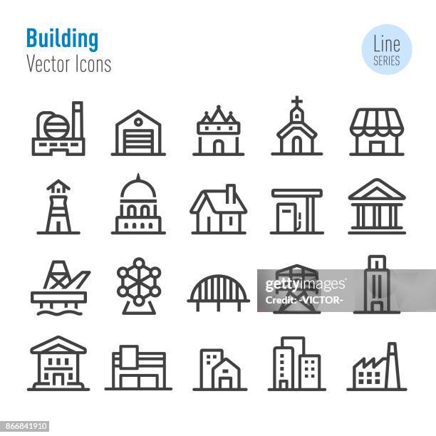 ilustrações de stock, clip art, desenhos animados e ícones de buildings icons - vector line series - chinese temple