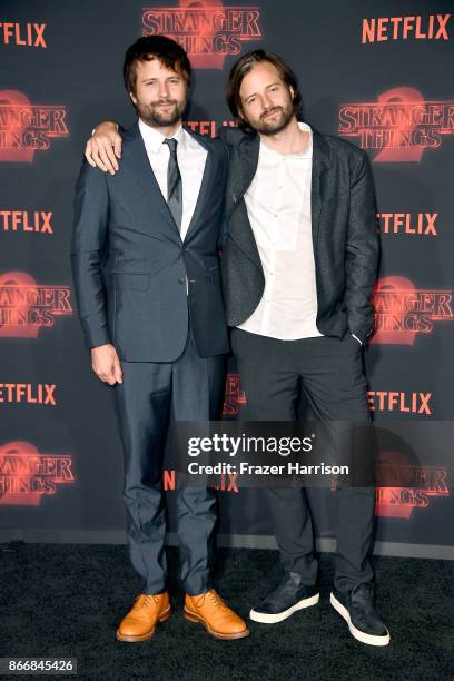 Creators Ross Duffer and Matt Duffer attend the premiere of Netflix's "Stranger Things" Season 2 at Regency Bruin Theatre on October 26, 2017 in Los...