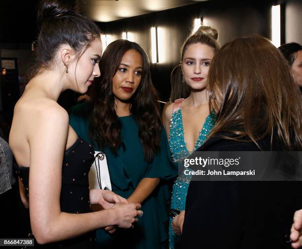 Margaret Qualley, Jessica Betts and Dianna Agron attend Miu Miu & The Cinema Society host a screening of Sony Pictures Classics' "Novitiate" at The...