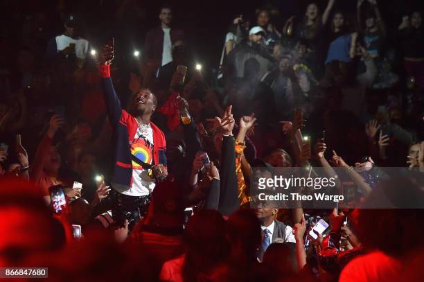 Lil Uzi Vert performs from the crowd during 105.1s Powerhouse 2017 at the Barclays Center on October 26, 2017 in the Brooklyn, New York City City.