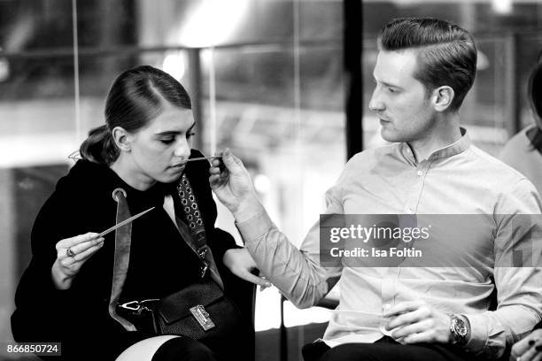 Blogger Swantje Soemmer and Artem Degenhardt during the 'Marc Cain Mysteriously' fragrance line presentation at Lovelace Hotel on October 26, 2017 in...