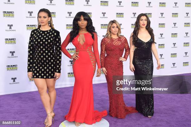 Dinah Jane, Normani Kordei, Ally Brooke, and Lauren Jauregui of Fifth Harmony attend the 2017 Latin American Music Awards at Dolby Theatre on October...