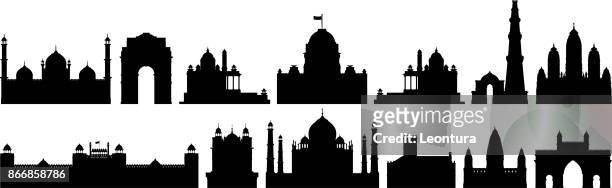 stockillustraties, clipart, cartoons en iconen met indische monumenten - jama masjid delhi