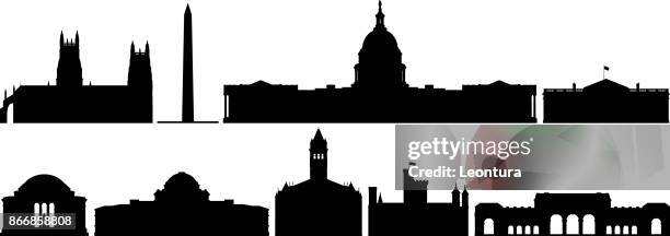 ilustraciones, imágenes clip art, dibujos animados e iconos de stock de monumentos de washington dc - capitol building washington dc