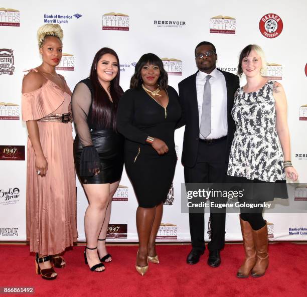 Natasha Hastings, Karina Garcia, Bevy Smith, Michael Jackson and Amy Ewing attend the Foundation Of Letters Gala on October 26, 2017 in New York City.