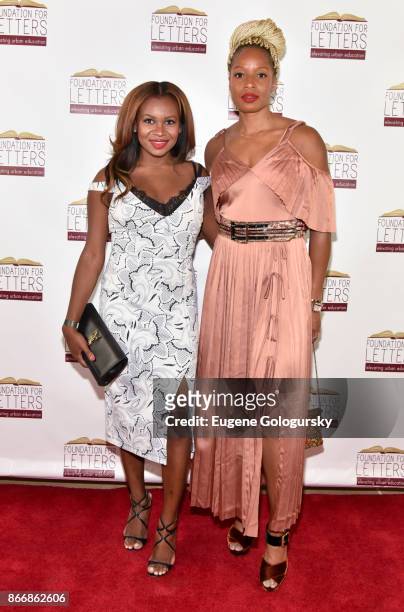 Sandra Garcia Lowery and Natasha Hastings attend the Foundation Of Letters Gala on October 26, 2017 in New York City.