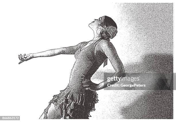 mixed race woman salsa dancing - salsa music stock illustrations