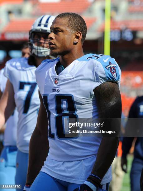 Wide receiver Rishard Matthews of the Tennessee Titans walks off the field prior to a game on October 22, 2017 against the Cleveland Browns at...