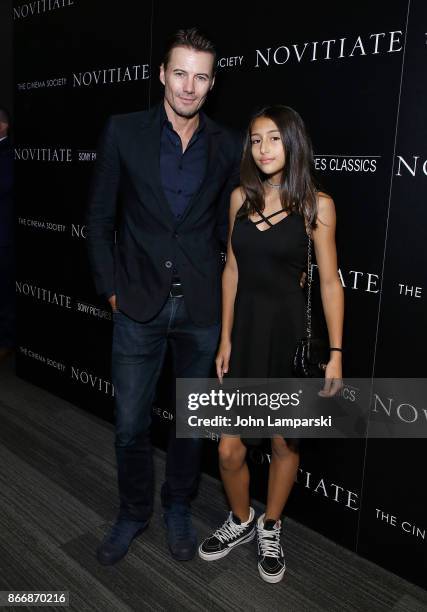 Alex Lundqvist and doughter attend Miu Miu & The Cinema Society host a screening of Sony Pictures Classics' "Novitiate" at The Landmark at 57 West on...