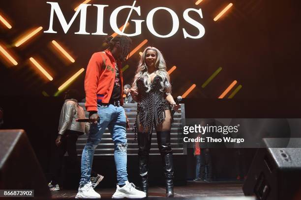 Offset of Migos and Cardi B perform onstage during 105.1s Powerhouse 2017 at the Barclays Center on October 26, 2017 in the Brooklyn, New York City...