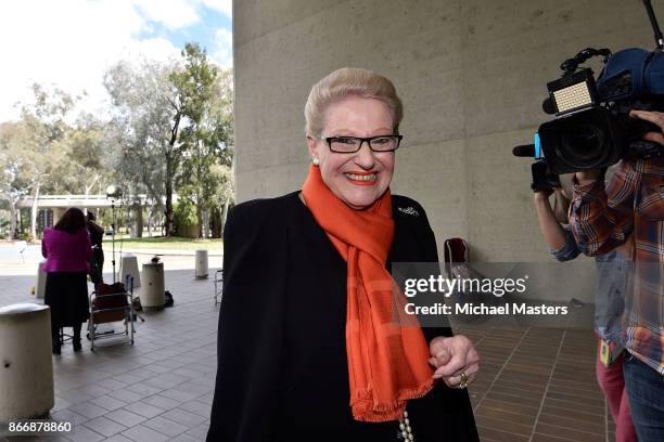 Former Speaker of the Australian House of Representatives Bronwyn Bishop is seen outside the High Court of Australia on October 27, 2017 in Canberra,...