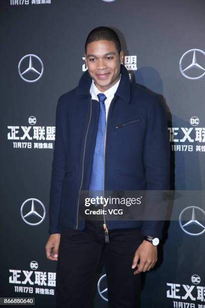 Actor Ray Fisher attends 'Justice League' premiere at 798 Art Zone on October 26, 2017 in Beijing, China.