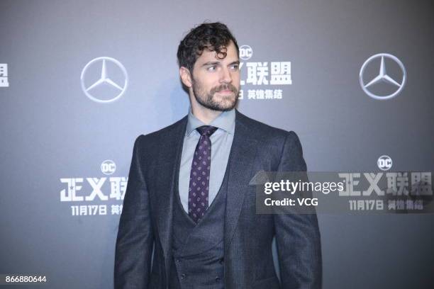 Actor Henry Cavill attends 'Justice League' premiere at 798 Art Zone on October 26, 2017 in Beijing, China.