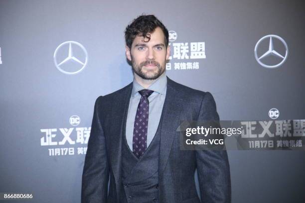 Actor Henry Cavill attends 'Justice League' premiere at 798 Art Zone on October 26, 2017 in Beijing, China.