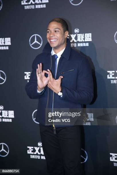 Actor Ray Fisher attends 'Justice League' premiere at 798 Art Zone on October 26, 2017 in Beijing, China.