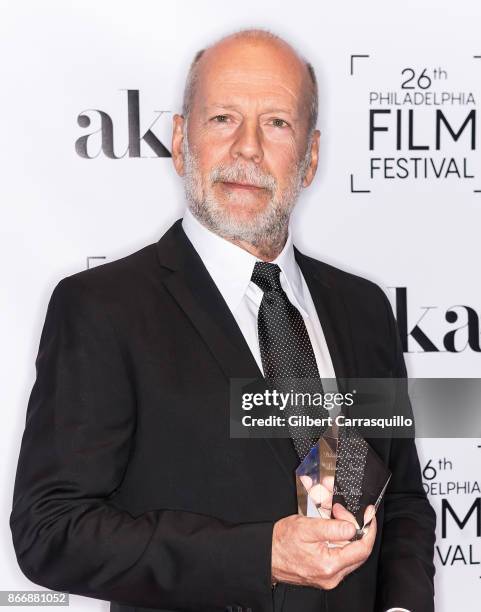 2nd annual Lumiere Award recipient Bruce Willis attends the 2nd Annual Lumiere Award Celebration during The 26th Philadelphia Film Festival at AKA...