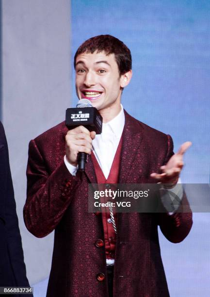 Actor Ezra Miller attends 'Justice League' premiere at 798 Art Zone on October 26, 2017 in Beijing, China.