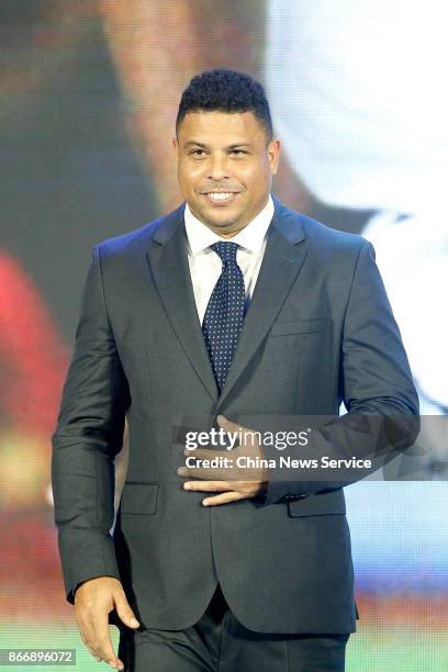 Brazil's former player Ronaldo Luis Nazario de Lima attends Real Madrid China Summit at Kerry Hotel on October 26, 2017 in Beijing, China.