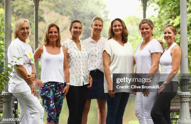 Legend Ambassadors Martina Navratilova, Arantxa Sanchez Vicario, Iva Majoli, Alicia Molik, Mary Pierce, Kim Clijsters and Chris Evert pose during day...