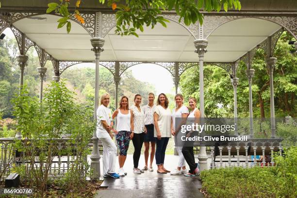 Legend Ambassadors Martina Navratilova, Arantxa Sanchez Vicario, Iva Majoli, Alicia Molik, Mary Pierce, Kim Clijsters and Chris Evert pose during day...