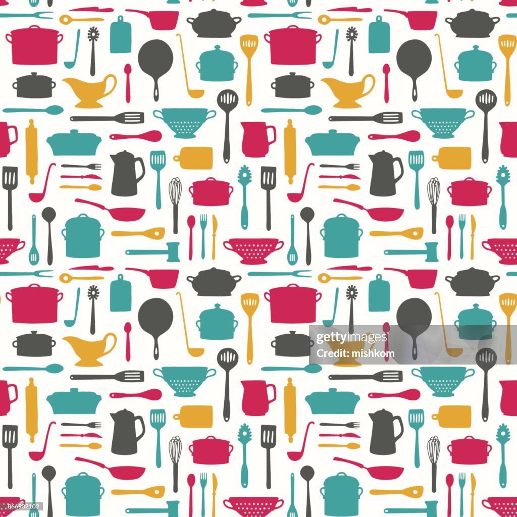 Seamless Kitchenware Pattern High-Res Vector Graphic - Getty Images