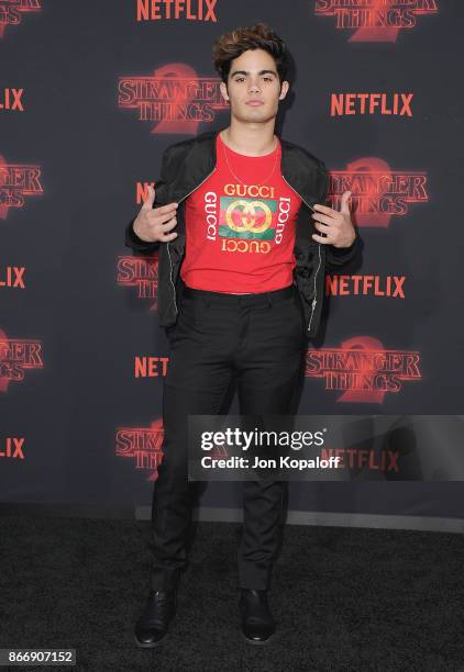 Actor Emery Kelly arrives at the premiere of Netflix's "Stranger Things" Season 2 at Regency Bruin Theatre on October 26, 2017 in Los Angeles,...