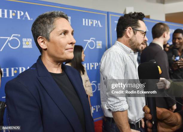 Jill Soloway and J.J. Abrams attends the Hollywood Foreign Press Association Hosts Television Game Changers Panel Discussion at The Paley Center for...