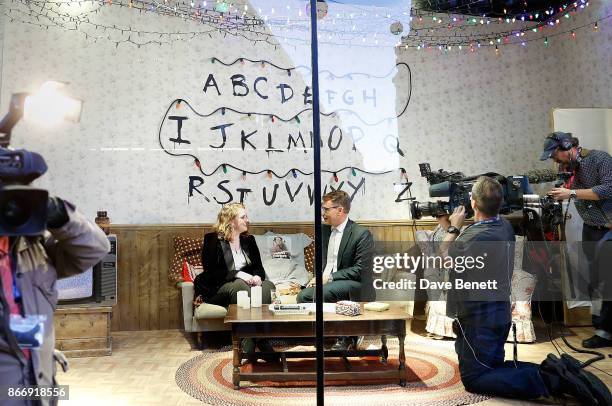 Shannon Purser aka Barb, is interviewed in the window for Good Morning Britain, at the Stranger Binge event at TopShop Topman, to mark the launch of...