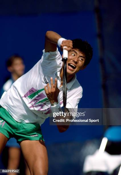 Shuzo Matsuoka of Japan in action during the US Open at the USTA National Tennis Center, circa September 1988 in Flushing Meadow, New York, USA.