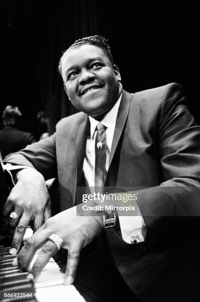 American rock and roll star Fats Domino at the piano on the stage of the Saville Theatre in London as he prepares for the evening show with gerry and...