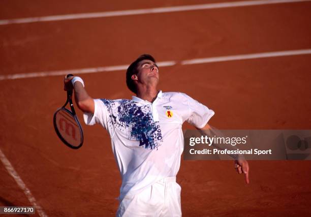 Todd Martin of the USA in action during the French Open Tennis Championships at the Stade Roland Garros circa May 1994 in Paris, France.