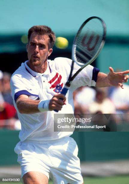 Todd Martin of the USA in action during the Wimbledon Lawn Tennis Championships at the All England Lawn Tennis and Croquet Club, circa June 1995 in...