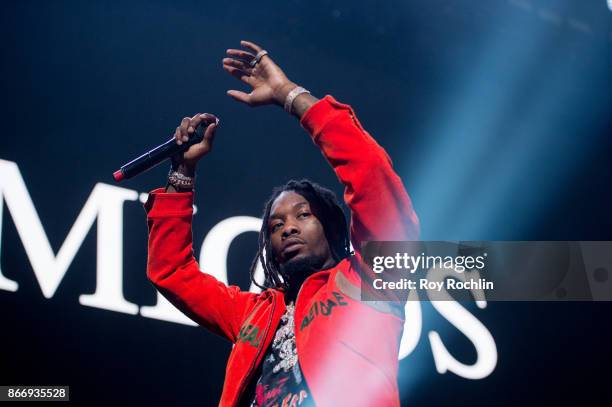 Offset of Migos performs on stage during the Power 105.1's Powerhouse 2017 at Barclays Center of Brooklyn on October 26, 2017 in New York City.