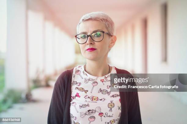 portraits - young woman grey hair stock pictures, royalty-free photos & images