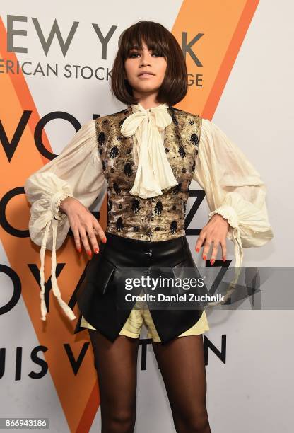 Zendaya attends the Volez, Voguez, Voyagez - Louis Vuitton Exhibition Opening on October 26, 2017 in New York City.