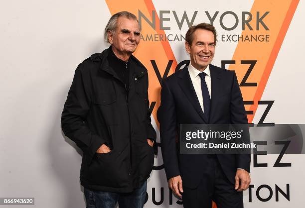 Patrick Demarchelier and Jeff Koons attend the Volez, Voguez, Voyagez - Louis Vuitton Exhibition Opening on October 26, 2017 in New York City.