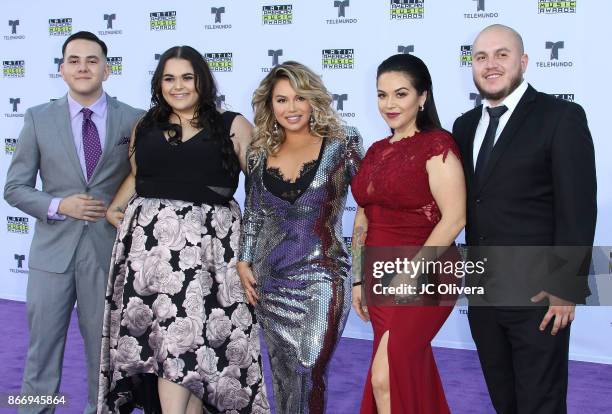 Tv personalities Johnny Lopez, Jenicka Lopez, Chiquis Rivera, Jacqie Lopez, Michael Marin of the reality tv show 'The Riveras' attend The 2017 Latin...