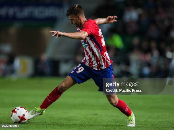 Sergi Gonzalez of Atletico de Madrid driving the ball during the Spanish Copa del Rey round of 32 first league football match between Elche CF and...