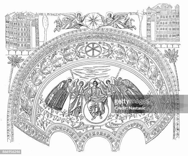 mosaik von basilika von san vitale (ravenna-italien) - basilica of san vitale stock-grafiken, -clipart, -cartoons und -symbole