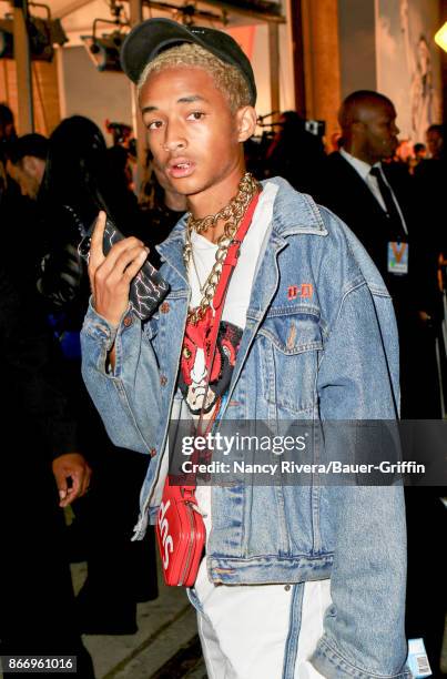 Jaden Smith is seen arriving at the Volez, Voguez, Voyagez - Louis Vuitton Exhibition Opening on October 26, 2017 in New York City.