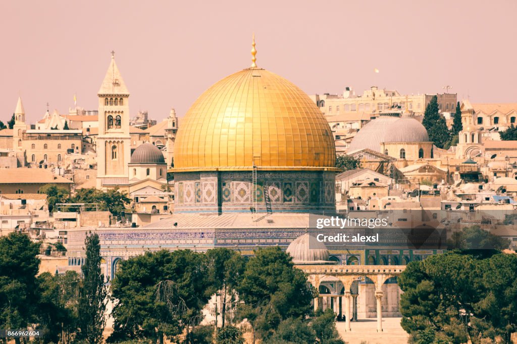 Jerusalem old city panoramic aerial view